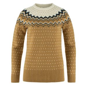 Fjallraven Womens Ovik Knit Sweater Buckwheat Brown / Chalk White